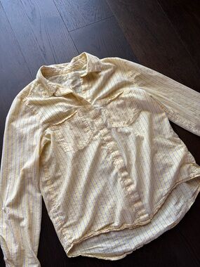 Yellow & Blue Striped Button-Up Shirt